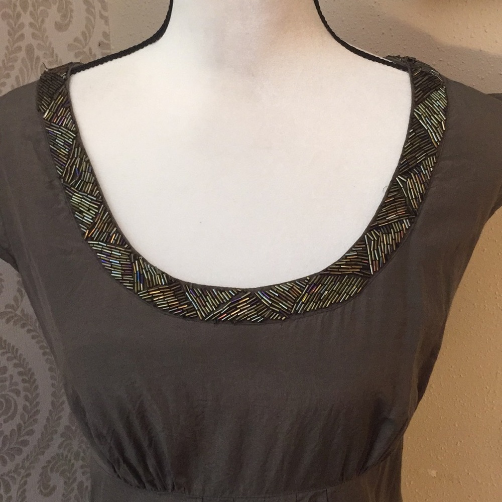 Kensie stitch neck dress Copper/w green tint M